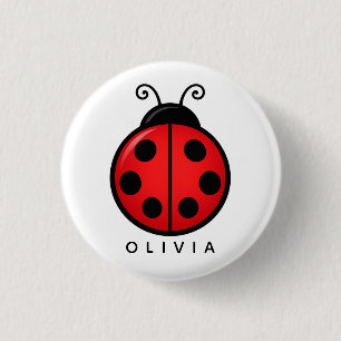 Macaron Rond 2,50 Cm Mignonne coccinelle rouge personnalisée avec nom -