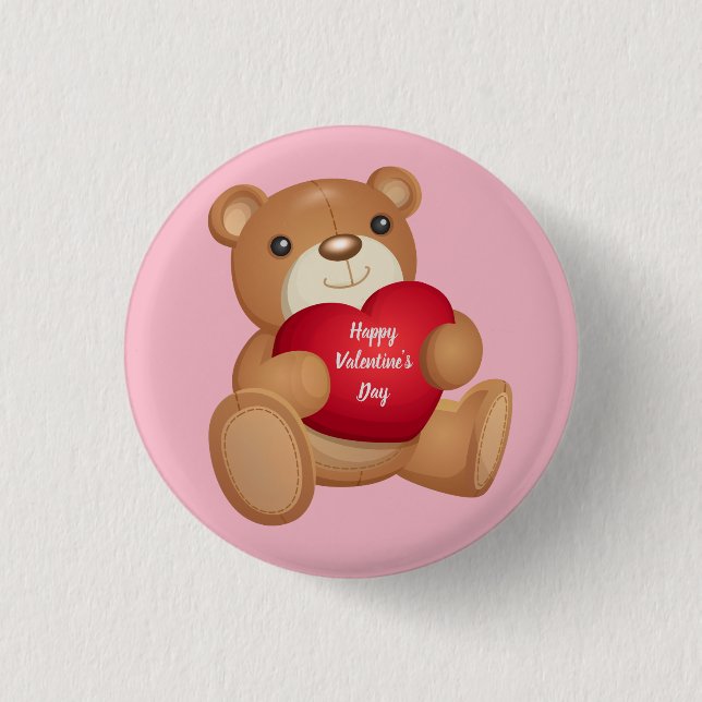 Macaron Rond 2,50 Cm Mignonne Valentine's Day Teddy Bear (Devant)
