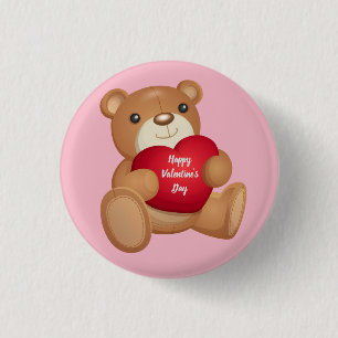 Macaron Rond 2,50 Cm Mignonne Valentine's Day Teddy Bear