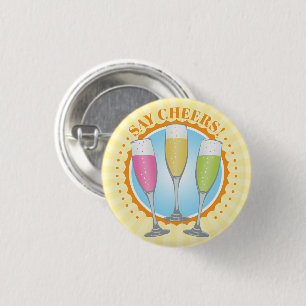 Macaron Rond 2,50 Cm Mimosa Colorful Champagne Glasses Button