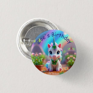 Macaron Rond 2,50 Cm Mince bébé licorne et arc-en-ciel, filles annivers