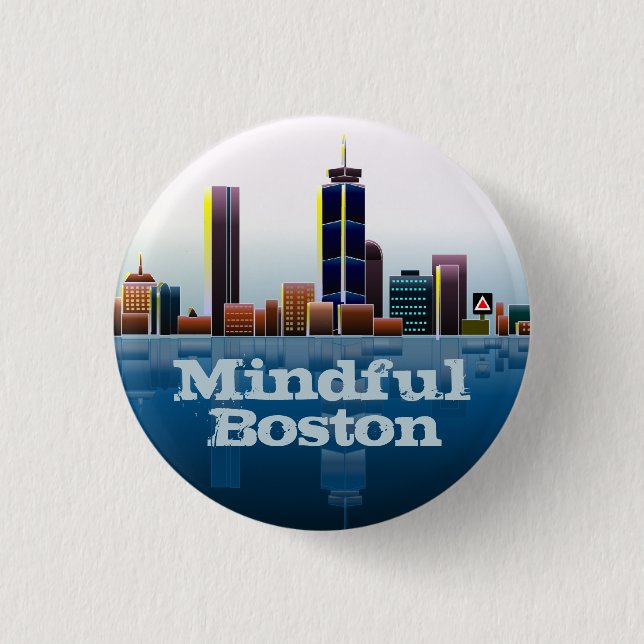 Macaron Rond 2,50 Cm MindfulBoston Classic Skyline bouton (Devant)