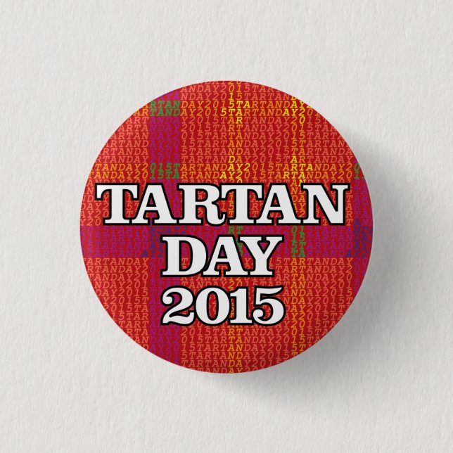 Macaron Rond 2,50 Cm Mini-bouton 2015 de jour de tartan (Devant)