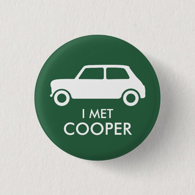 Macaron Rond 2,50 Cm Mini Cooper Trading Pin - Blanc sur Vert (Devant)