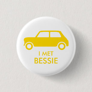 Macaron Rond 2,50 Cm Mini Cooper Trading Pin - Jaune sur Blanc