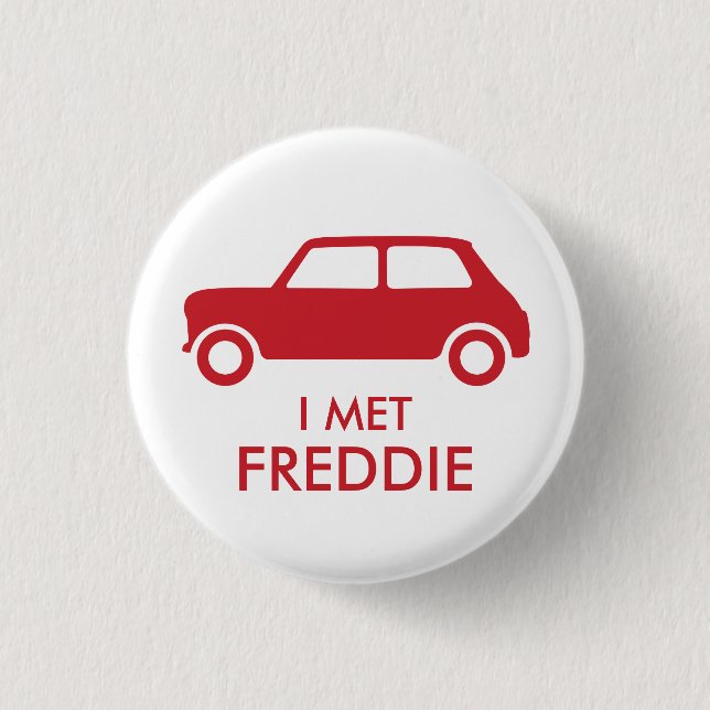 Macaron Rond 2,50 Cm Mini Cooper Trading Pin - Rouge sur blanc (Devant)