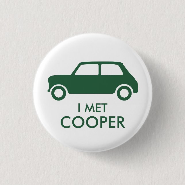 Macaron Rond 2,50 Cm Mini Cooper Trading Pin - Vert sur Blanc (Devant)