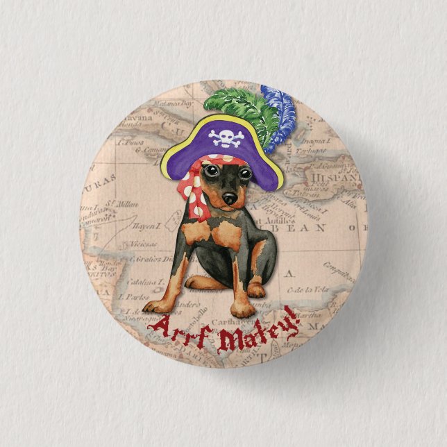 Macaron Rond 2,50 Cm Miniature Pinscher Pirate (Devant)