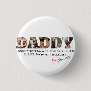 Macaron Rond 2,50 Cm Minimaliste DADDY Photo Collage Fête des pères heu