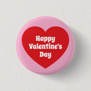 Macaron Rond 2,50 Cm Minimaliste Joyeuse Saint-Valentin Rouge Cœur Rose