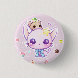 Macaron Rond 2,50 Cm Minou d'étoile de Kawaii avec les gâteaux mignons