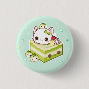 Macaron Rond 2,50 Cm Minou mignon de mochi avec le gâteau de thé vert