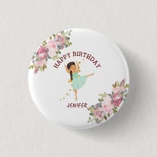Macaron Rond 2,50 Cm Minuscule danseur   Ballet Floral rose Fête Annive