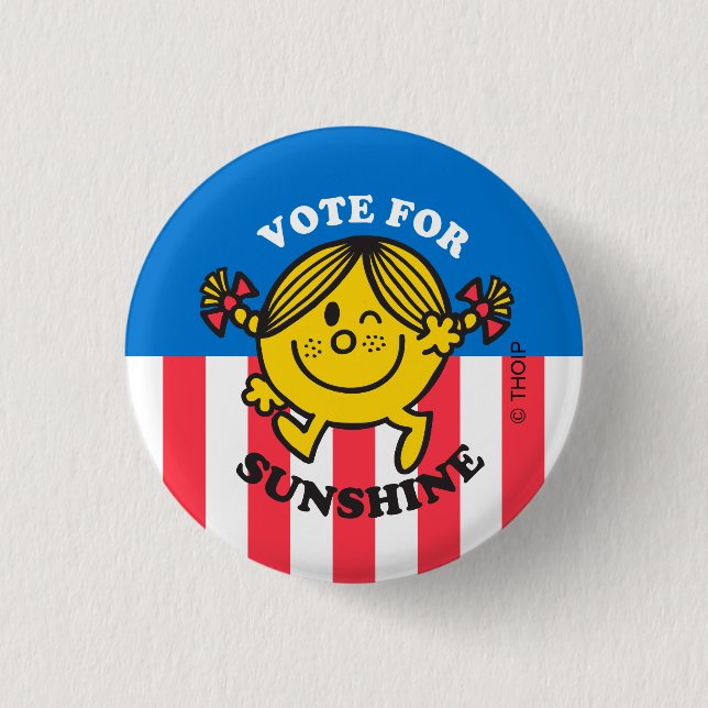Macaron Rond 2,50 Cm Miss Sunshine "Votez pour Sunshine" (Devant)