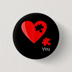Macaron Rond 2,50 Cm Missing Piece Heart Puzzle Valetines Day Shirt Gif