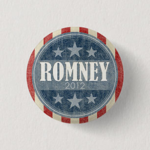 Macaron Rond 2,50 Cm Mitt Romney - étoiles vintages et rayures