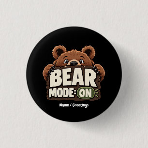 Macaron Rond 2,50 Cm Mode Ours Activé : Graphique Drôle d'Ours Grizzly
