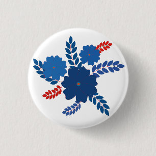 Macaron Rond 2,50 Cm Modèle vectoriel simple de fleurs bleues