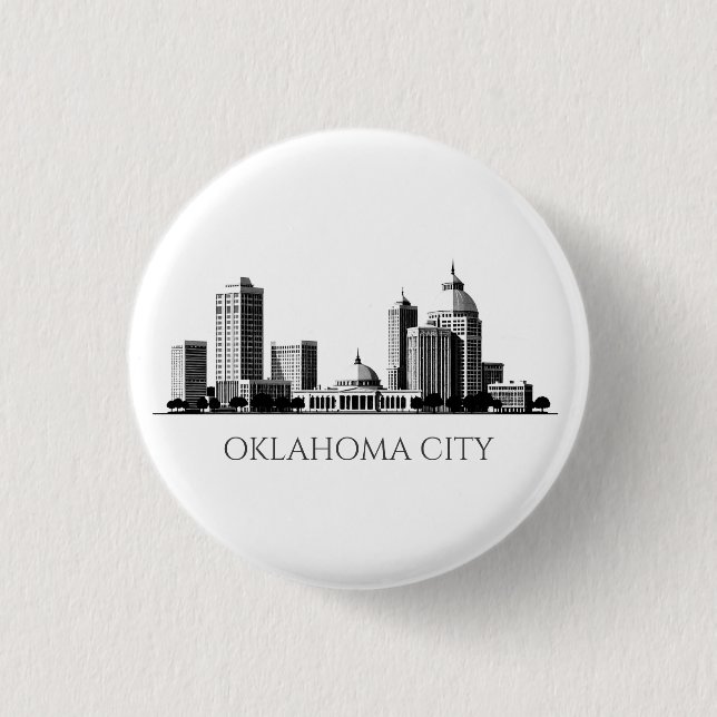 Macaron Rond 2,50 Cm Modern Oklahoma City Stylized Skyline (Devant)