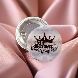 Macaron Rond 2,50 Cm MOM Queen of my life Elegant Parties scintillant B