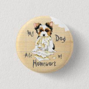 Macaron Rond 2,50 Cm Mon Biewer Terrier Ate mon bouton de travail à la 