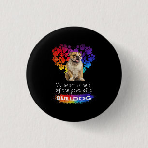 Macaron Rond 2,50 Cm Mon Coeur Est Tenu Par Les Pattes D'Un Bulldog