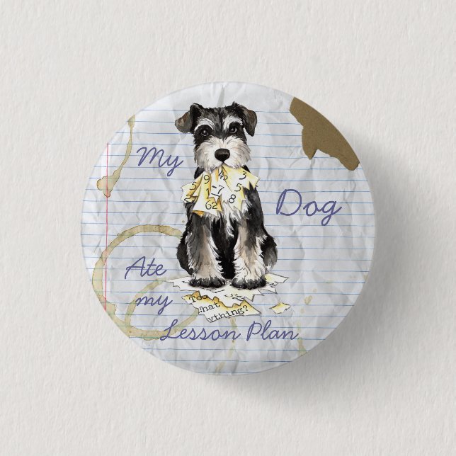 Macaron Rond 2,50 Cm Mon Schnauzer miniature a mangé mon plan de cours (Devant)