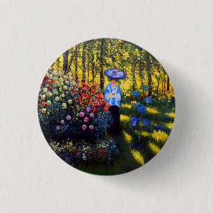 Macaron Rond 2,50 Cm Monet Woman avec un parasol dans le jardin