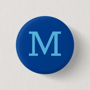 Macaron Rond 2,50 Cm Monogram Blue Modern Ajouter Votre Nom Initial