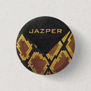 Macaron Rond 2,50 Cm Monogram Snake Brown et Gold Print