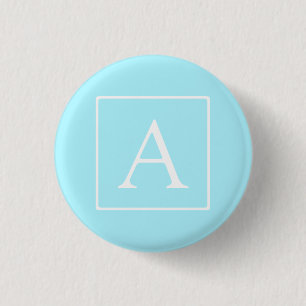 Macaron Rond 2,50 Cm Monogramme bleu ciel simple