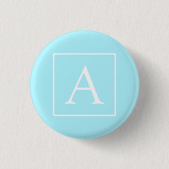 Macaron Rond 2,50 Cm Monogramme bleu ciel simple (Devant)