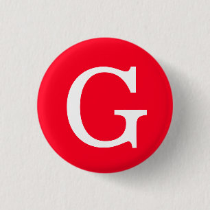 Macaron Rond 2,50 Cm Monogramme de lettre initiale rouge blanc simple