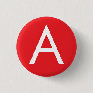 Macaron Rond 2,50 Cm Monogramme de lettre initiale rouge blanc simple m
