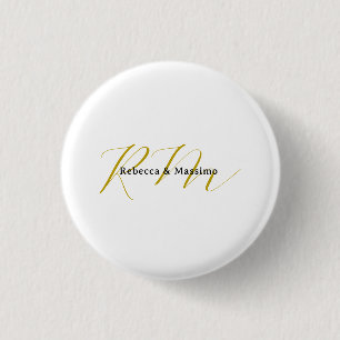 Macaron Rond 2,50 Cm Monogramme de nom moderne de couleur or exclusive