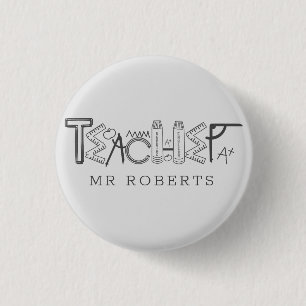 Macaron Rond 2,50 Cm monogramme de script décoratif cool
