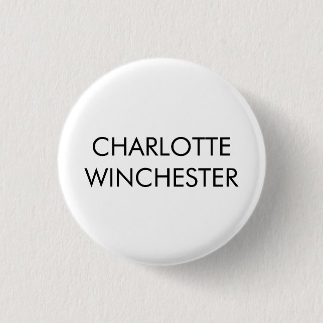 Macaron Rond 2,50 Cm Monogramme de texte personnalisé blanc minimaliste (Devant)