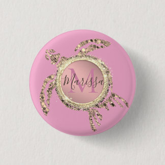 Macaron Rond 2,50 Cm Monogramme de tortue dorée