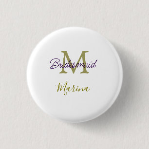 Macaron Rond 2,50 Cm Monogramme de tribu de mariée simple en or pour la