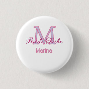 Macaron Rond 2,50 Cm Monogramme de tribu de mariée simple mini rouge po
