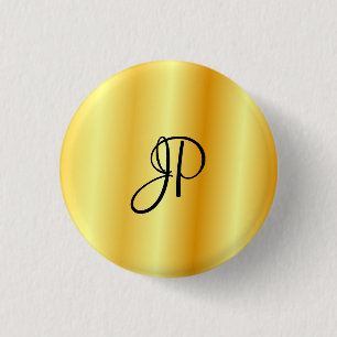 Macaron Rond 2,50 Cm Monogramme Faux Gold Metallic Look Modèle élégant