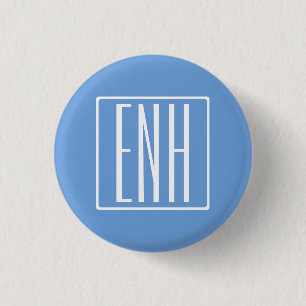 Macaron Rond 2,50 Cm Monogramme Initiales 3 Moderne Gras Bleu Clair