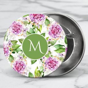 Macaron Rond 2,50 Cm Monogramme Joli violet vert Aquarelle Florale