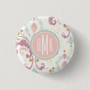 Macaron Rond 2,50 Cm Monogramme  Motif Soft Deco