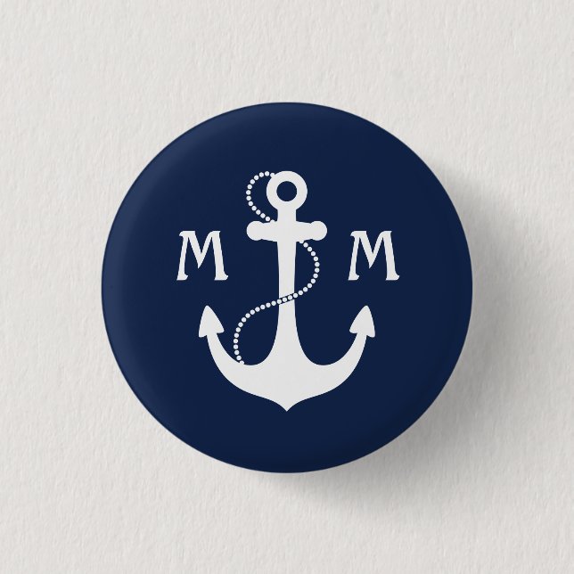 Macaron Rond 2,50 Cm Monogramme nautique (Devant)