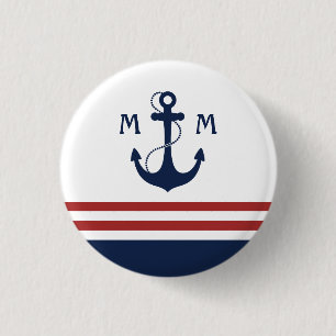 Macaron Rond 2,50 Cm Monogramme nautique