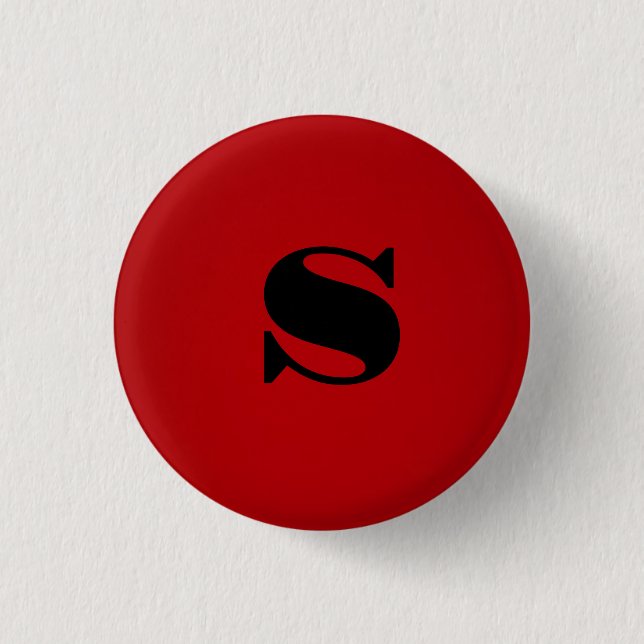 Macaron Rond 2,50 Cm Monogramme noir rouge élégant professionnel initia (Devant)