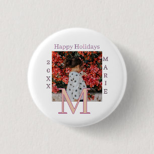 MACARON ROND 2,50 CM MONOGRAMME NOM PHOTO ANNEE NOEL HOLI