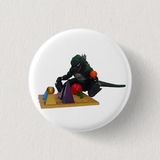 Macaron Rond 2,50 Cm Montessaurus et solides de grammaire (Devant)