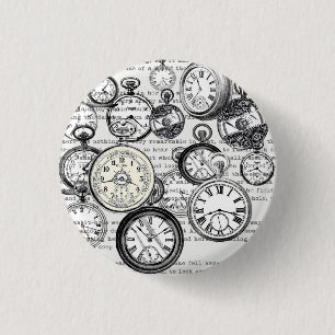 Macaron Rond 2,50 Cm Montre de poche victorienne Alice au pays des merv